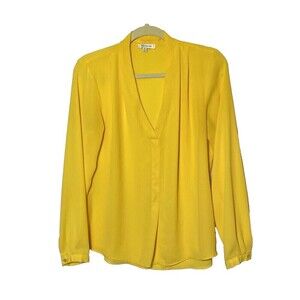 Rose & Olive Tunic Blouse Womens Size Medium Yellow Long Sleeve V Neck Top